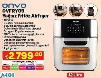 ONVO YAĞSIZ FRİTÖZ AİRFRYER ONVO YAĞSIZ FRİTÖZ AİRFRYER